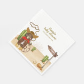 Boho Cowboy Bear Western Rodeo Cactus Baby Shower Serviette (Ecke)