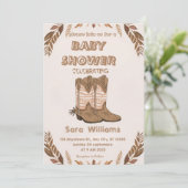 Boho Cowboy Boots baby shower invitation Einladung (Stehend Vorderseite)