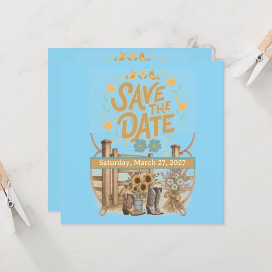 Boho Cowboy Save the Date (Vorderseite/Rückseite Beispiel)