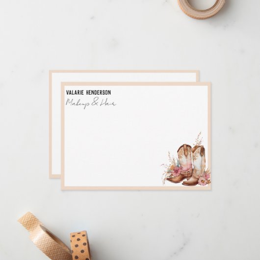 Boho Cowgirl Boost Business Note Card Mitteilungskarte (Vorderseite/Rückseite Beispiel)