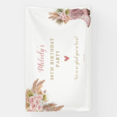 Boho Cowgirl Boot Pampas Grass Rose Banner (Vertikal)