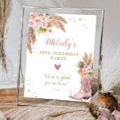 Boho Cowgirl Boot Pampas Grass Rose Willkommen Poster