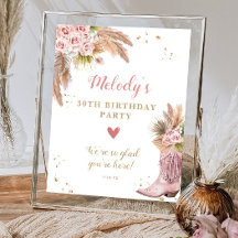 Boho Cowgirl Boot Pampas Grass Rose Willkommen