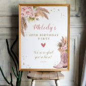 Boho Cowgirl Boot Pampas Grass Rose Willkommen Poster