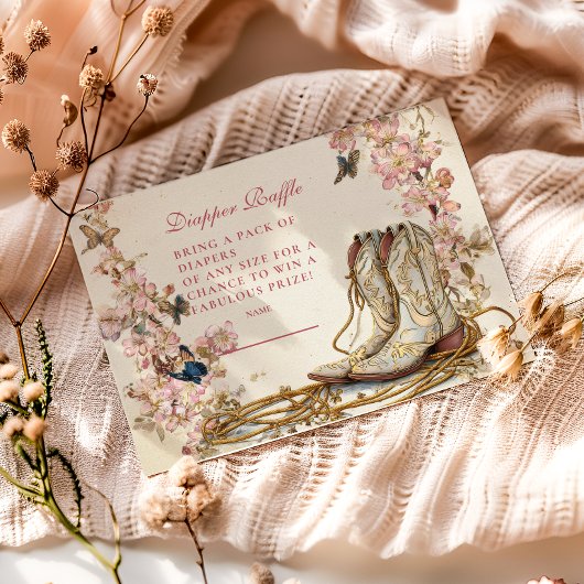 Boho Cowgirl Boots Diapper Raffle Begleitkarte