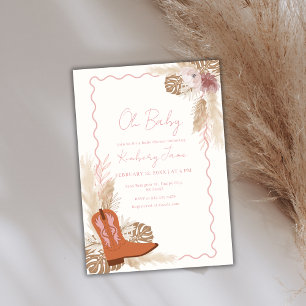 Boho Cowgirl Boots Pampas Grass Baby Dusche Einladung