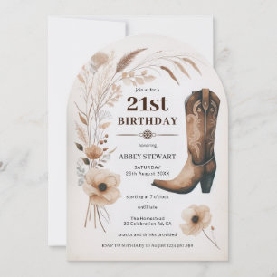 Boho-Cowgirl-Einladung zum 21. Geburtstag Western Einladung