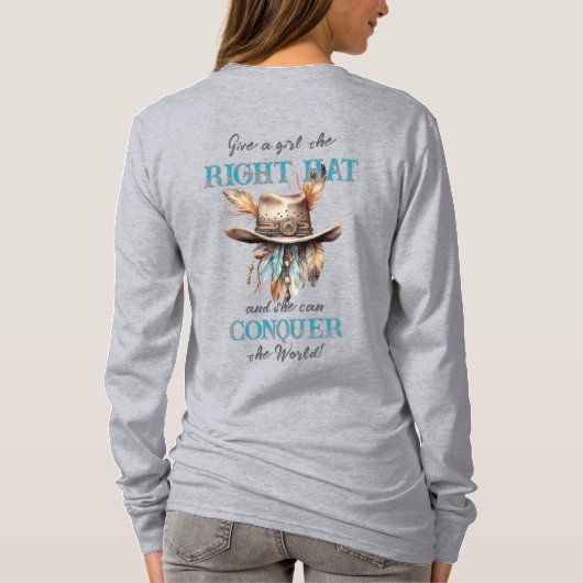 Boho Cowgirl Hat Long Sleeved T - Shirt (Rückseite)