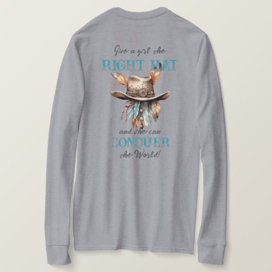Boho Cowgirl Hat Long Sleeved T - Shirt (Design Rückseite)