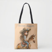 Boho Cowgirl Personalize Horse Tote Bag Tasche (Vorderseite)