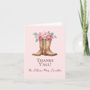 Boho-Cowgirl Rustik Rosa Florales Braut Danke-Schö Dankeskarte