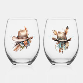 Boho Cowgirl Social Club Stemless Wine Glasses Weinglas Ohne Stiel