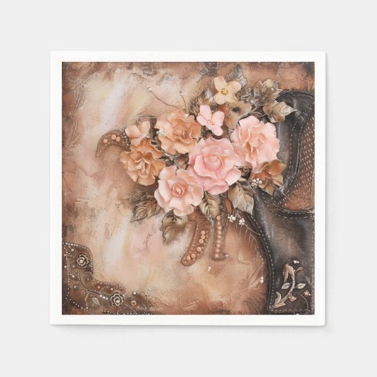 Boho Cowgirl Western Floral Wedding Napkins Serviette (Vorderseite)