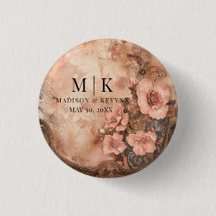 Boho Cowgirl Western Florals Wedding Button