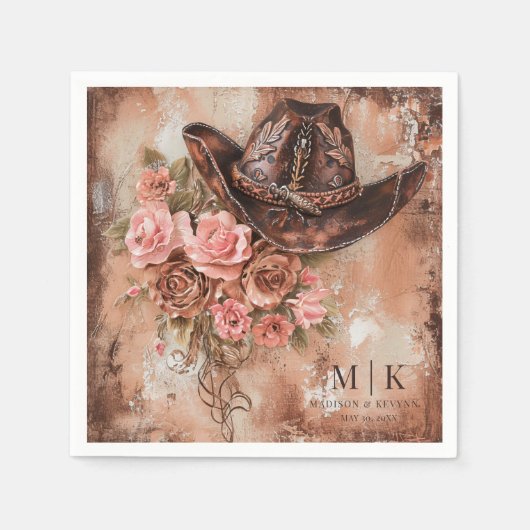Boho Cowgirl Western Florals Wedkins Serviette (Vorderseite)