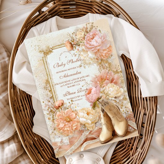 Boho Cowgirl Western Theme Babydusche Einladung