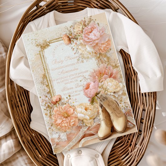 Boho Cowgirl Western Theme Babydusche Folieneinladung