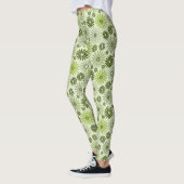 Boho Cozy Dekorative Ethnische Pastell Blumen Naht Leggings (Links)