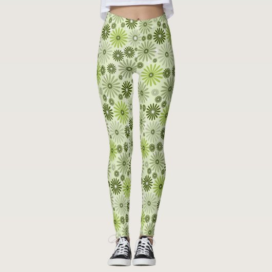 Boho Cozy Dekorative Ethnische Pastell Blumen Naht Leggings (Vorderseite)