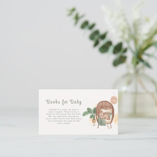Boho Cozy Teddy Bear Sleep Books for Baby Shooter Begleitkarte (Stehend Vorderseite)