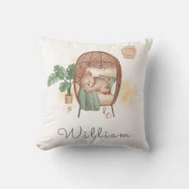 Boho Cozy Teddy Bear Sleep Monogram Kinderzimmer Kissen