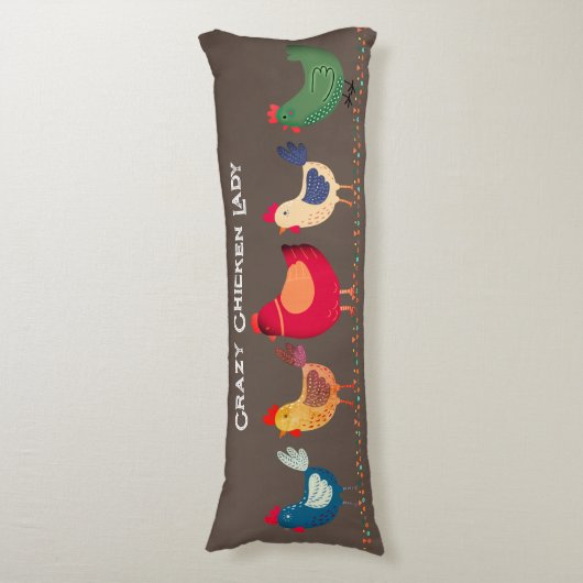 Boho Crazy Chicken Lady Bronze Brown farbenfroh Seitenschläferkissen (Vorderseite Vertikal)