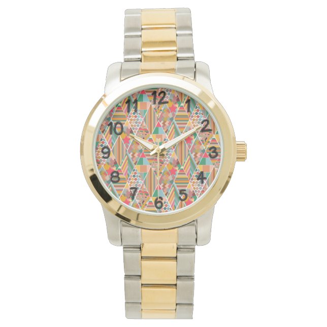 Boho Crazy Quilt Armbanduhr (Vorderseite)