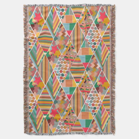 Boho Crazy Quilt Decke (Vorderseite Vertikal)