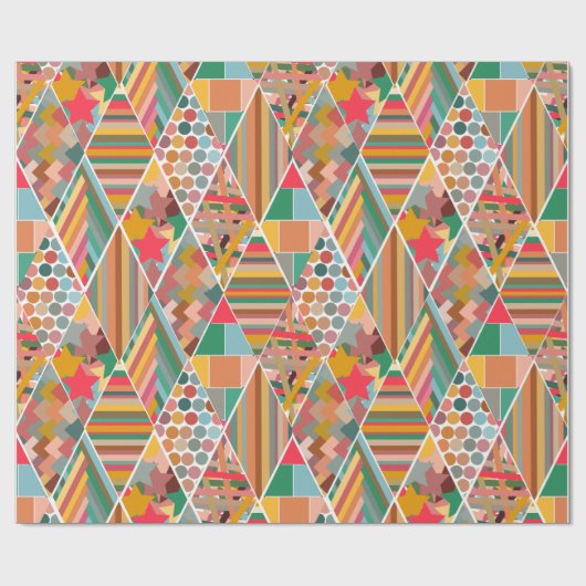 Boho Crazy Quilt Geschenkpapier (Flach)