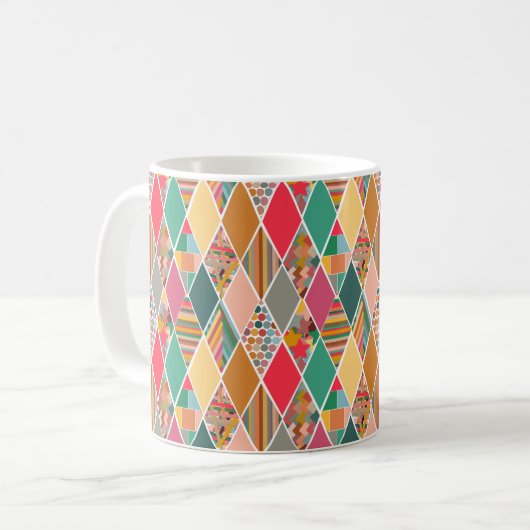 Boho Crazy Quilt Kaffeetasse (Vorderseite Links)