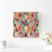 Boho Crazy Quilt Quadratische Wanduhr (Zuhause)