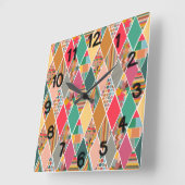 Boho Crazy Quilt Quadratische Wanduhr (Winkel)