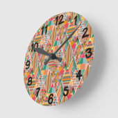 Boho Crazy Quilt Runde Wanduhr (Winkel)