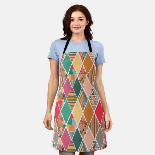 Boho Crazy Quilt Schürze (Getragen)