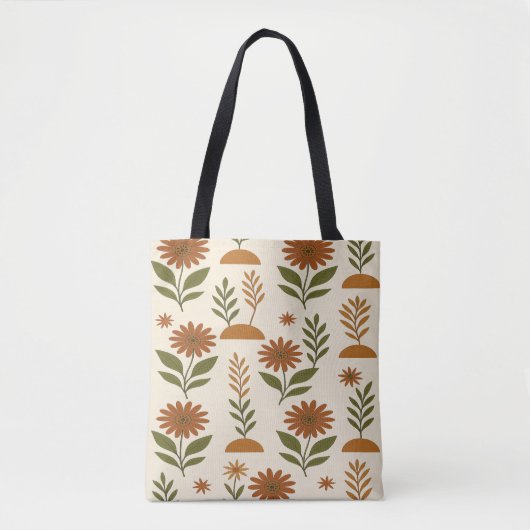 Boho Cream and Brown Shapes Tote Bag Tasche (Vorderseite)