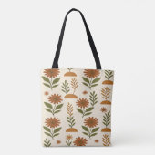 Boho Cream and Brown Shapes Tote Bag Tasche (Rückseite)