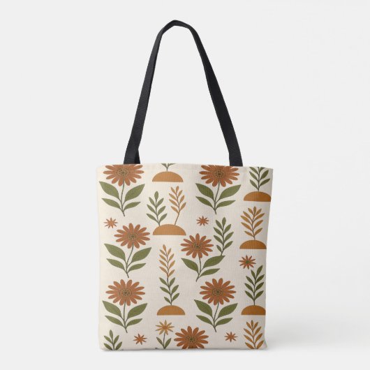 Boho Cream and Brown Shapes Tote Bag Tasche (Rückseite)