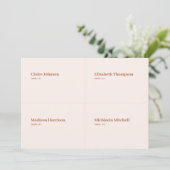 Boho Cream and Burnt Orange Wedding Place Card DIY Einladung (Stehend Vorderseite)