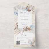 Boho Cream Beach Rustic QR Code All In One Einladung (Innen Boden)