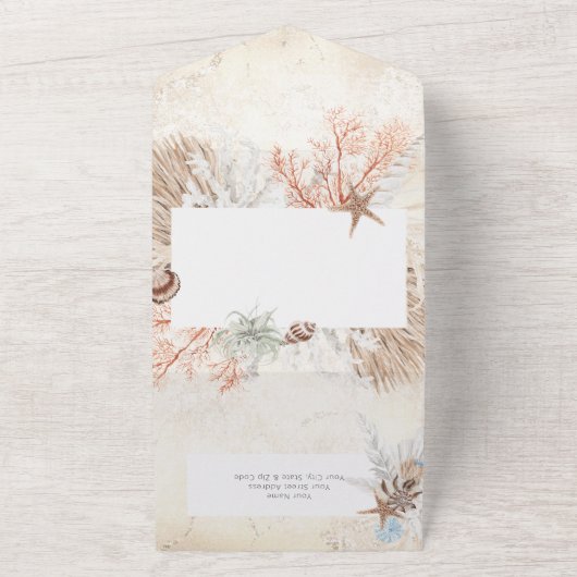 Boho Cream Beach Rustikal Kein Abendessen All In One Einladung (Außenbereich)