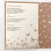 Boho Cream Beige Wildblume Butterfly Arch Wedding Dreifach Gefaltete Einladung (Innen Erste Seite)