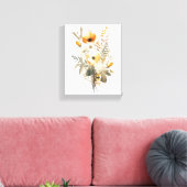 Boho Cream Beige Yellow Floral Blume Botanisch Leinwanddruck (Insitu (Wohnzimmer))