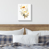 Boho Cream Beige Yellow Floral Blume Botanisch Leinwanddruck (Insitu (Schlafzimmer))