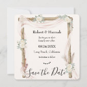 Boho Cream Blumen Hochzeitsbogen Save the Date (Vorderseite)