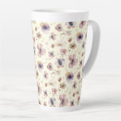 Boho Cream Blush Watercolor Wildblume Milchtasse (Rechte Ecke)