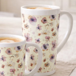 Boho Cream Blush Watercolor Wildblume Milchtasse