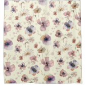 Boho Cream Blush Watercolor Wildflower Duschvorhang (Vorderseite)