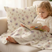 Boho Cream Blush Watercolor Wildflower Fleecedecke