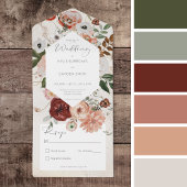 Boho Cream Burgundy Fall Floral No Dinner All In One Einladung