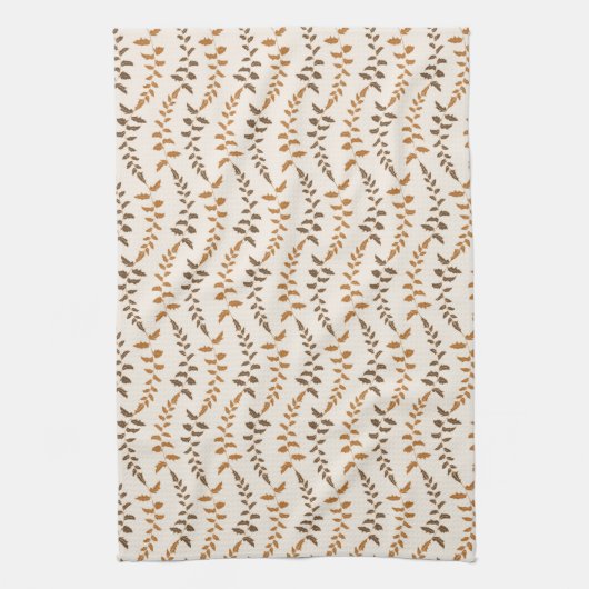 Boho Cream Fern Strings - nahtloses Muster. Geschirrtuch (Vertikal)